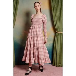 Sister Jane The Swan Dance Pointe Check Midi/Maxi Dress Pink/Red